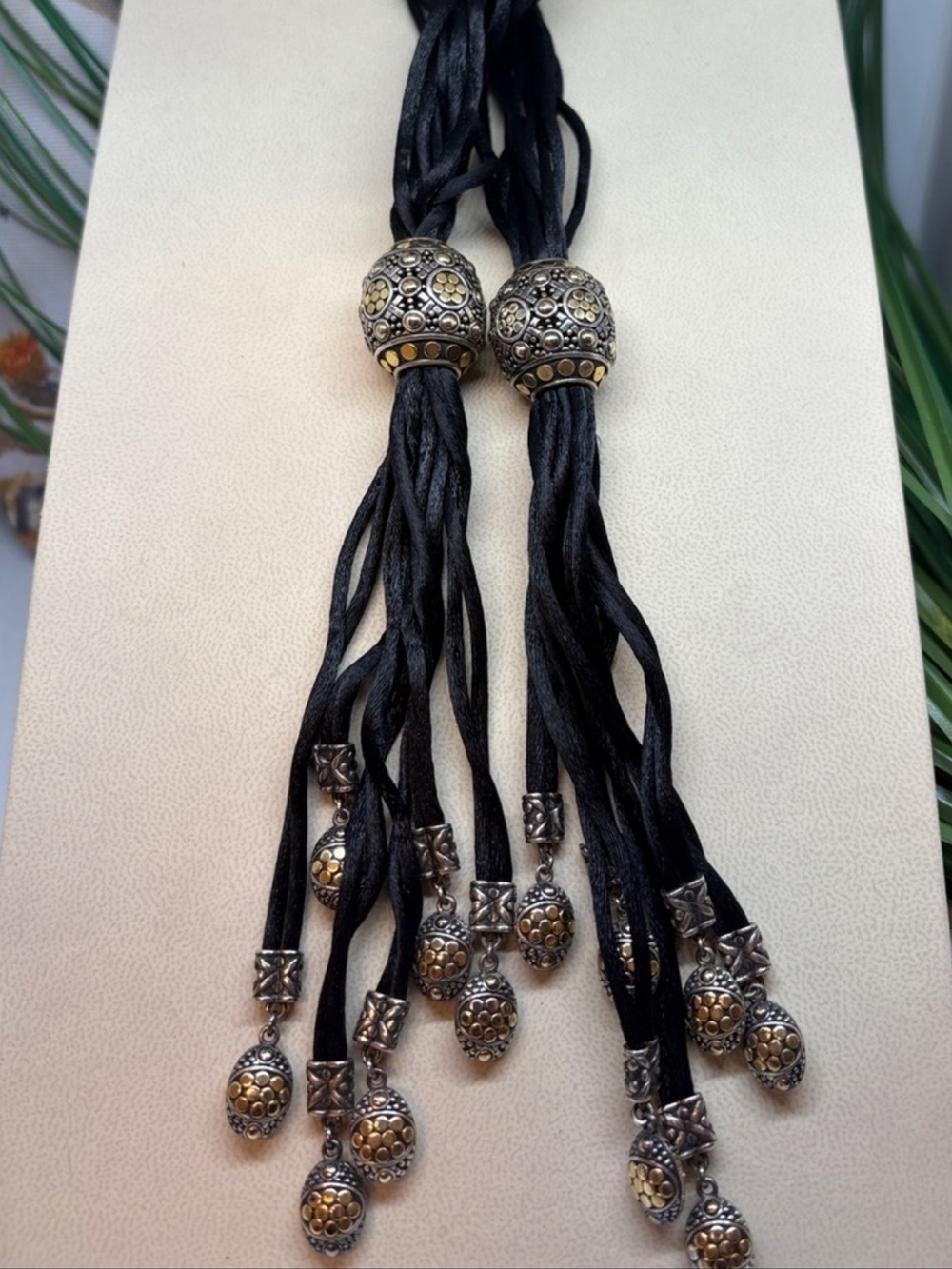 John Hardy Jaisalmer Silver 18K Silk Cord Trunk Show Necklace